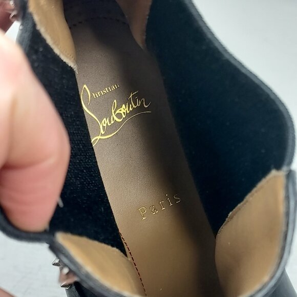 CHRISTIAN LOUBOUTIN MENS Black Smooth Leather Chelsea Cloo Spike Oxford Boot main image 7
